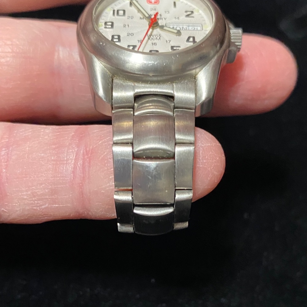 Silver vintage Swiss Military Stainless Steel Watch - Picture 6 of 12